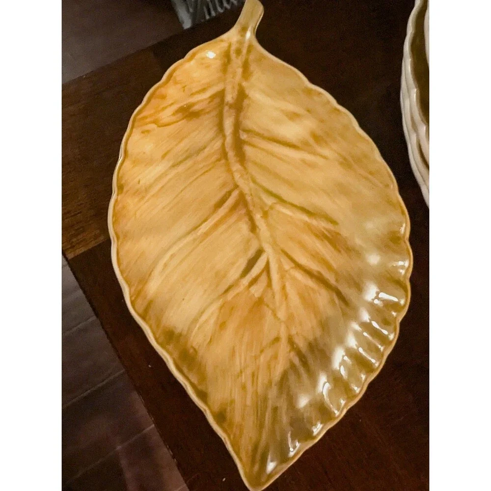 Painted Autumn Fall Yellow Trinket Dish Set 6 Kitchen Decor Tablescape Avon